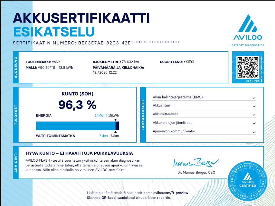 Sähköauton akkuraportti ja SoH – näin tulkitset lukemia käytettyä ostettaessa
